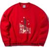 Спортивная модная серия Li Ning Коллекция Ежедневное процветание Свитшот с круглым вырезом Свободная толстовка с принтом Унисекс Толстовка Алый-Красный AWDQ138-1