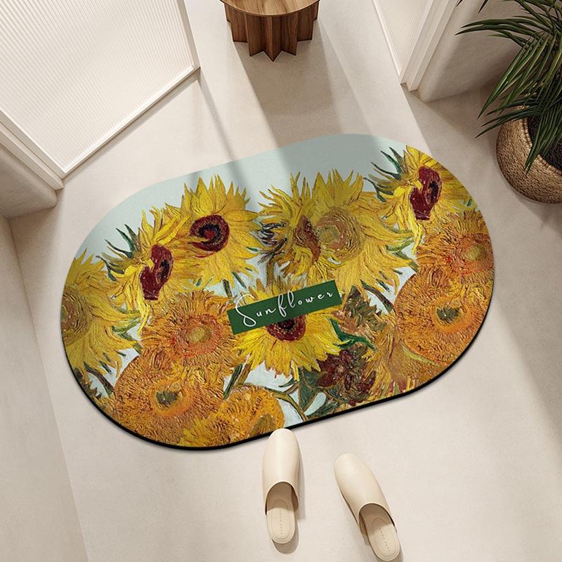 Коврик для пола в ванной в стиле ретро Овальный коврик для ванной комнаты Противоскользящий коврик для ванной комнаты Диатомовая грязь Водопоглощающий коврик Коврик для ванной комнаты Туалетный коврик для ног Коврик для двери