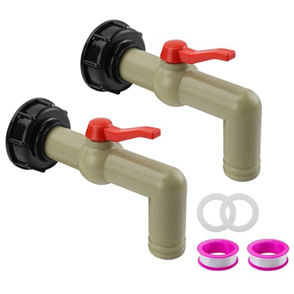 Plastic Faucet Set with Two Connectors Two Gaskets Two Conversion Covers and Tapes for 1000L Rainwater Tanks Easy Installation