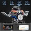 1:1 Supercar V8 Engine Building Blocks Set MOC Bricks Technical Model Assembly Toys LED APP RC Car Accessories
