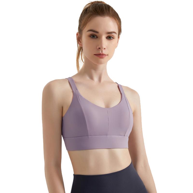 Женский ударопрочный спортивный бюстгальтер высокой интенсивности LAHN с красивой спинкой и цельной тонкой чашкой для бега и йоги