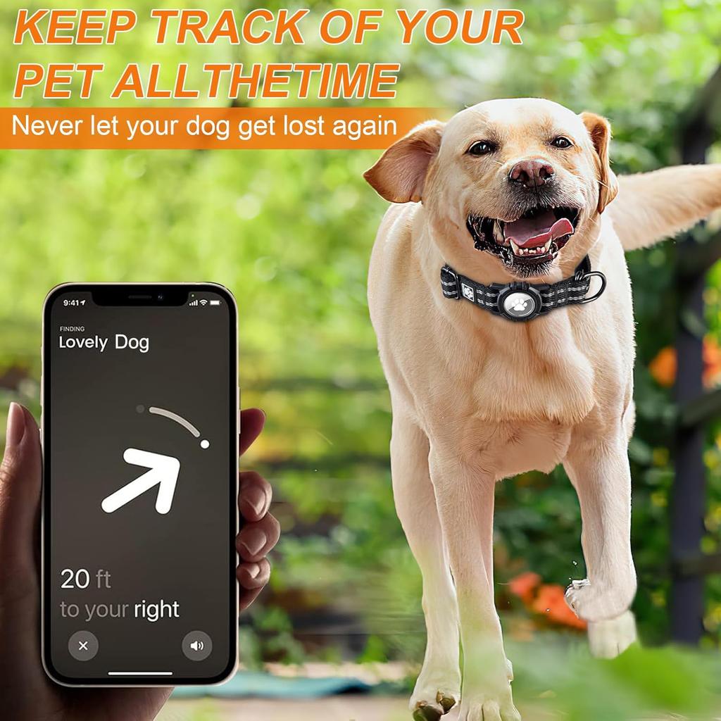 Ошейник для собаки AirTag с держателем для AirTag, Мартингал Air Tag Ошейник со светоотражающим элементом, Удобный, Прочный, Регулируемый, для средних или крупных собак