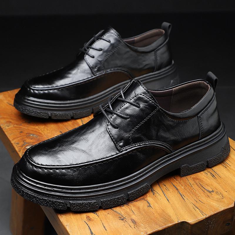 Модные весенне-осенние кожаные туфли на платформе для мужчин, дизайнерские повседневные мужские кожаные туфли на мягкой подошве, черные деловые туфли для мужчин