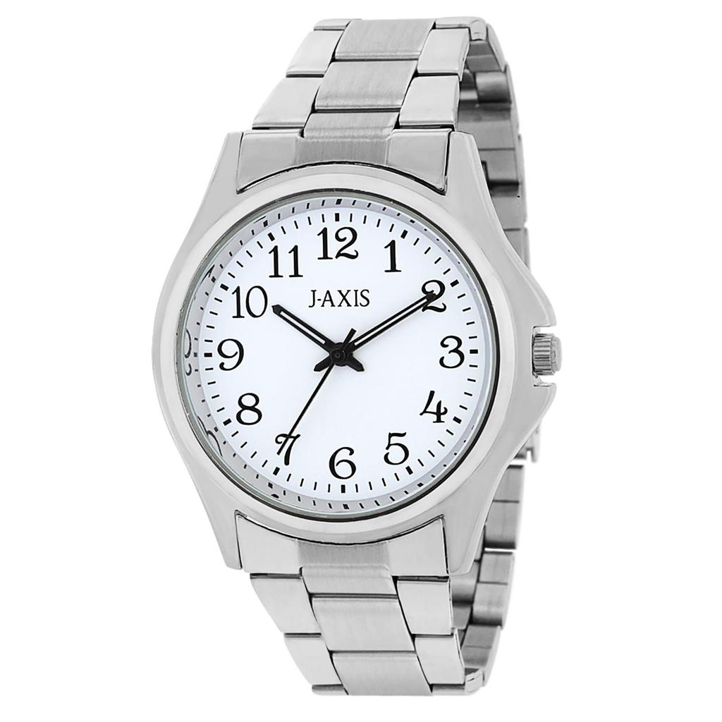 J-AXIS Wristwatch Casual Metal Watch Simple Easy-to-read Arabic Numerals Retro Business Job Hunting Student CB3A0001 Men's Silver