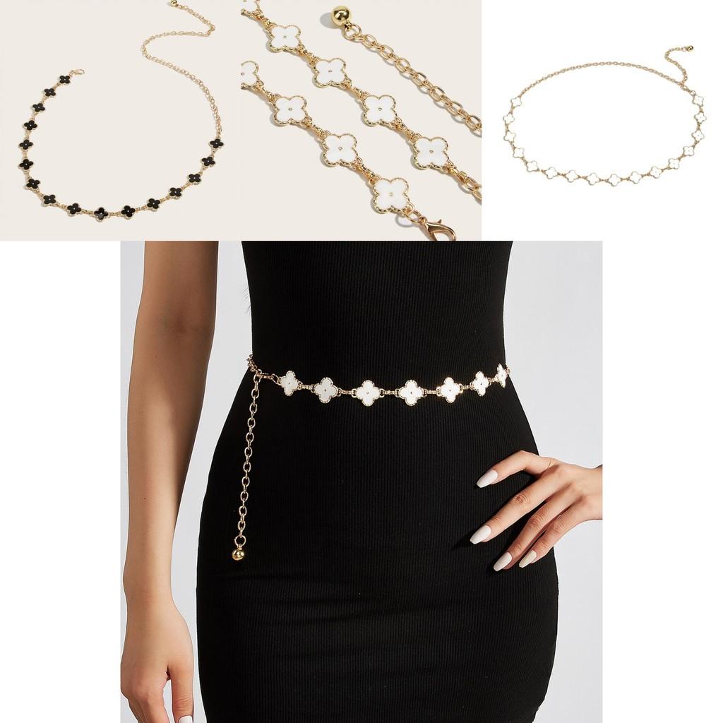 Металлическая поясная цепочка «Четырехлистный клевер» с застежкой-крючком для платья и юбки