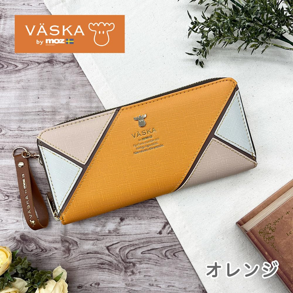 K-PARTS VASKA от moz Shelly Длинный кошелек на молнии по периметру, Кошелек Moz VASKA с лосем, Многофункциональный кошелек с отделениями для карт, Идеально подходит для женщин, девушек и