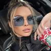 Модные Оверсайз Квадратные Солнцезащитные Очки Женские Ретро Большая Рамка Солнечные Очки Женские Металлические Полуободковые Дизайнерские