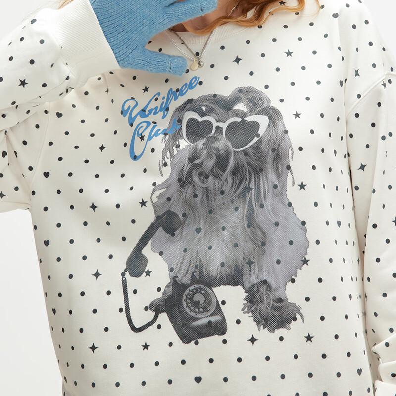 unifree Свитшот с круглым вырезом и щенком в горошек