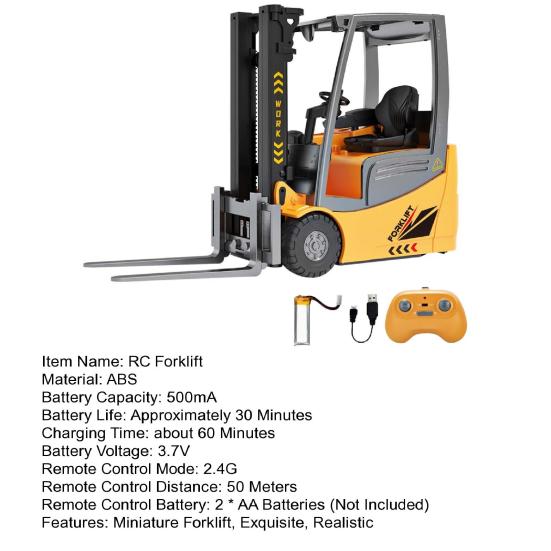 Игрушечный вилочный погрузчик на радиоуправлении 2,4 ГГц, миниатюрный вилочный погрузчик с подвижной передней вилкой, радиоуправляемая строительная машина, настольные игрушки для детей, мальчиков