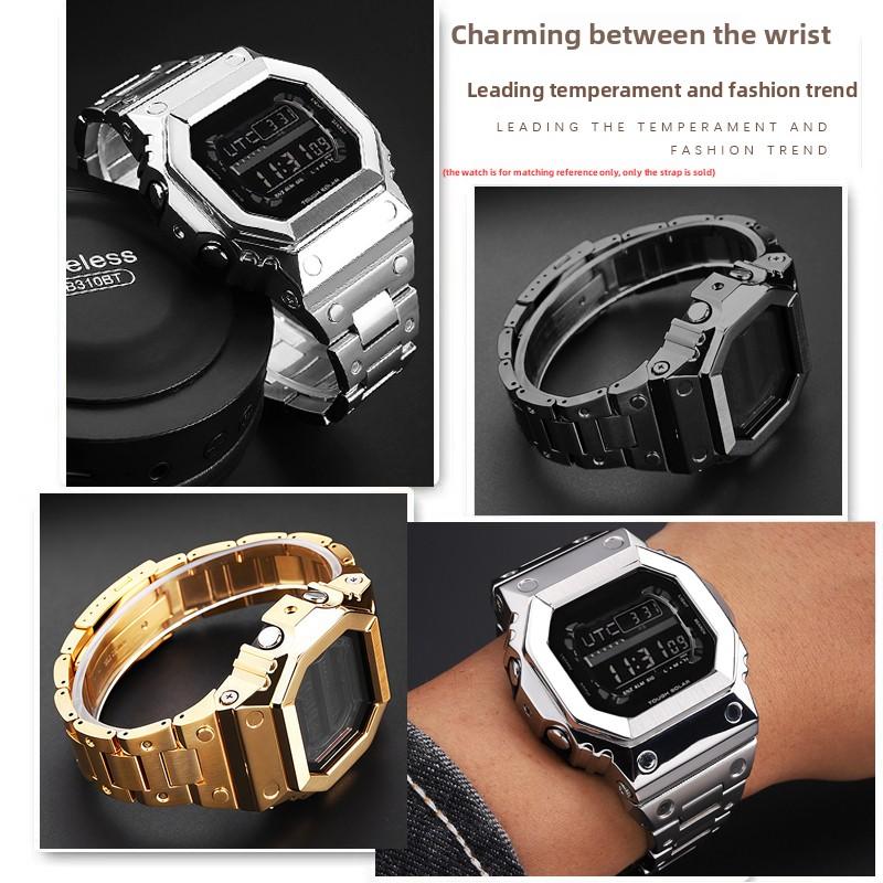 Мод-комплект для часов GX-56 Металлический корпус Браслет для Casio Giant G Square GXW-56BB GX-56BB/RC Ремешок из нержавеющей стали Аксессуары
