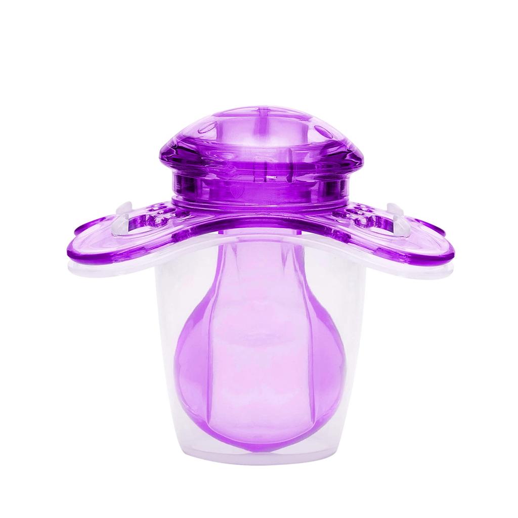 LittleForBig Adult Pacifiers, New 3rd Generation [Clear Candy Color] with Lids, Set of 2, Blue and Purple