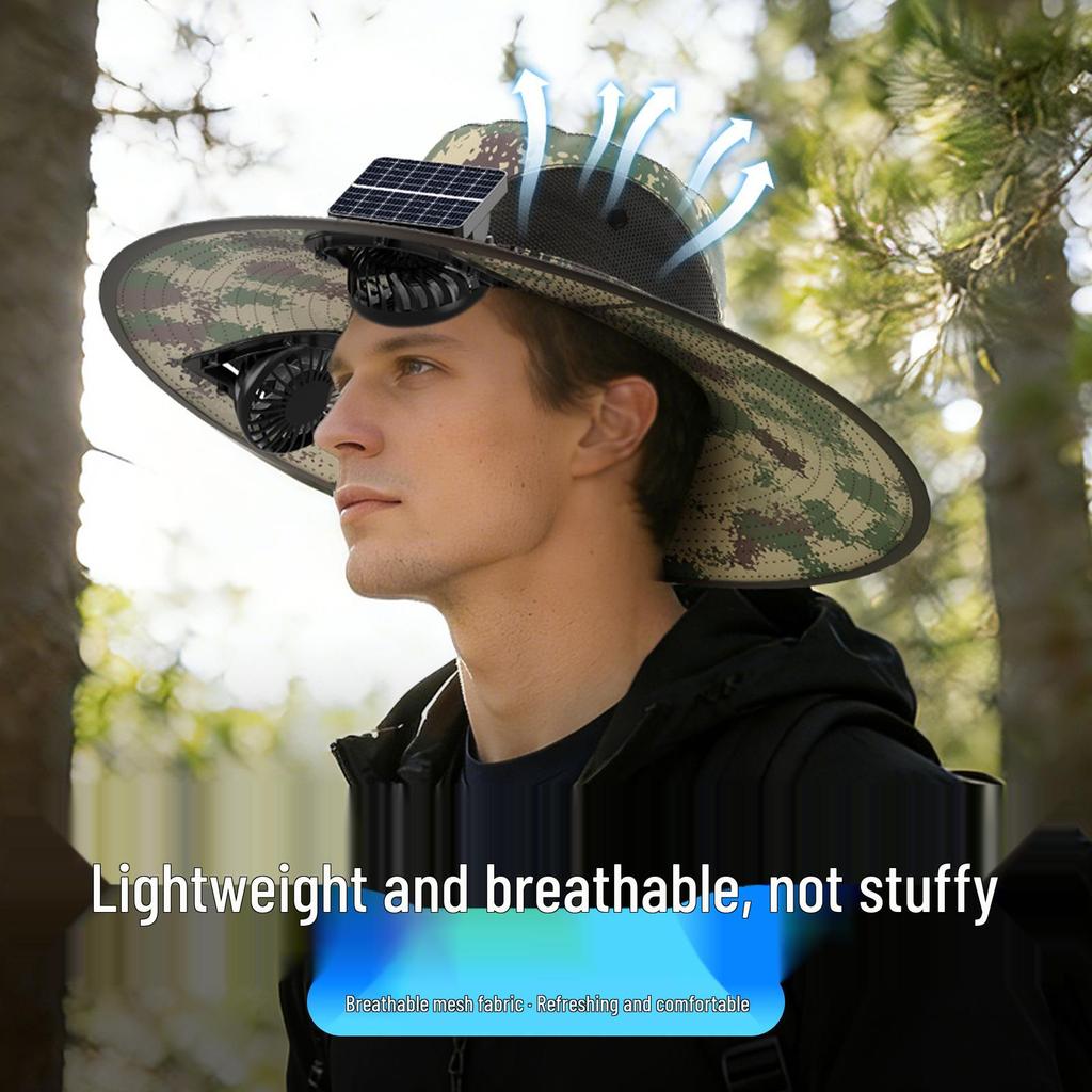Solar-Powered UV Protection Fishing & Hiking Hat with Dual Fans