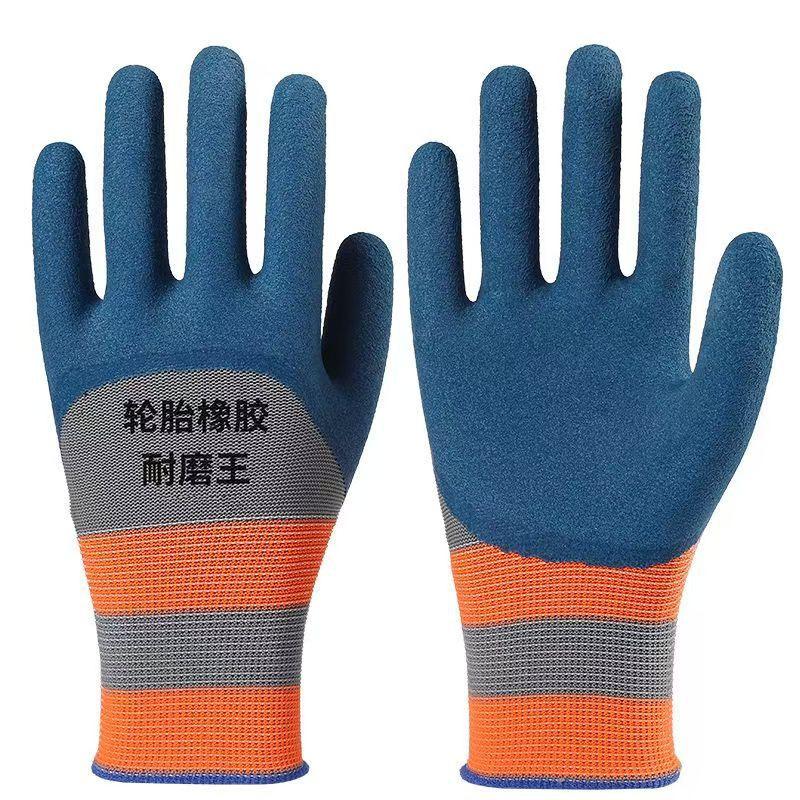 Work Gloves Durable Rubber Coated Anti Slip Breathable Protective Gloves for Construction Gardening Warehouse Maintenance
