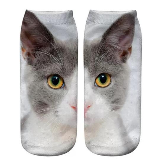 Realistic Cat Face Socks 3D Cat Print Animal Socks Breathable Funny Casual Socks Gag Gifts for Cat Lovers Men Women