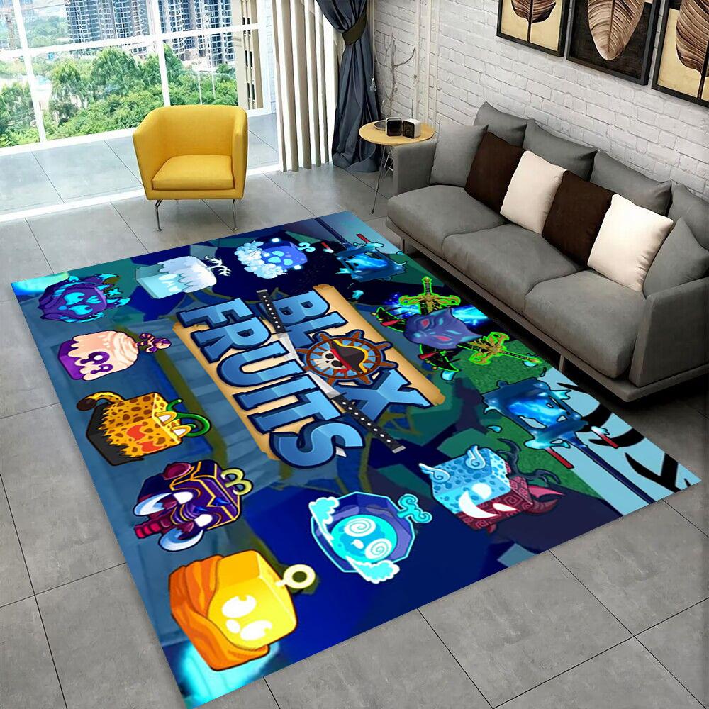3D B-Blox Fruit Cartoon Game Gift Carpet Rug for Living Room Bedroom Home Sofa Decoration,kids Play Non-slip Floor Mat