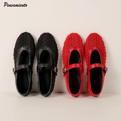 Мода 2025 Летняя мода Ажурное плетение Женские балетки Удобная мягкая подошва Сетка Мэри Джейн Лоферы для ходьбы Туфли для танцев для девочек