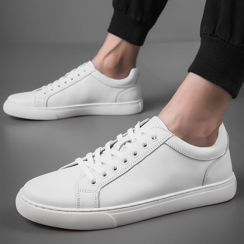 Fashion Genuine Leather Mens Casual Shoes Lightweight Man Skateboard Shoes Luxury Brand Sneakers Travel Tenis Masculino Vulcanize Shoes