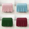 Seersucker Footstool Skirt Cover Stretch Spandex Ottoman Cover Solid Color Non Slip Washable Footrest Slipcovers for Living Room