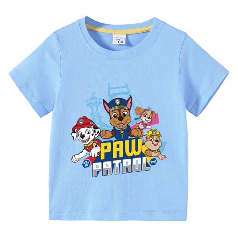 Paw Patrol Kids Clothing Tees Summer Printed Cartoon Fashion Short Sleeve Boys T-shirt Popular Design Children's Tshirt Crewneck