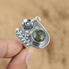 Mothers Day Deal Round Labradorite Gemstone Sterling Silver Art Deco Flower Ring