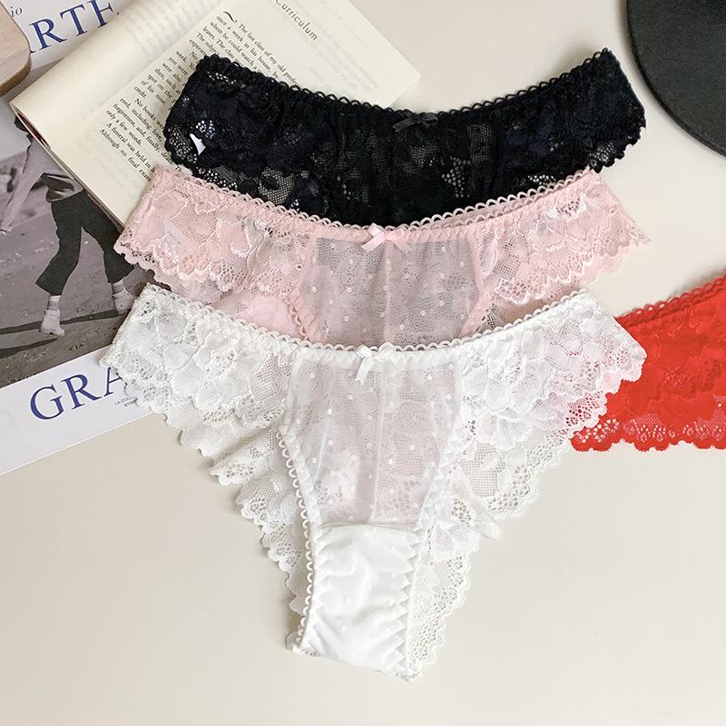 Half Hip Comfortable and Sexy Thong Panties Hot Lace Low Waist Triangle Women's Panties