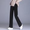 Женские зимние брюки Эластичные с высокой талией Прямые с широкими штанинами Бархатная подкладка Длинные брюки Однотонные Свободного кроя Повседневные брюки
