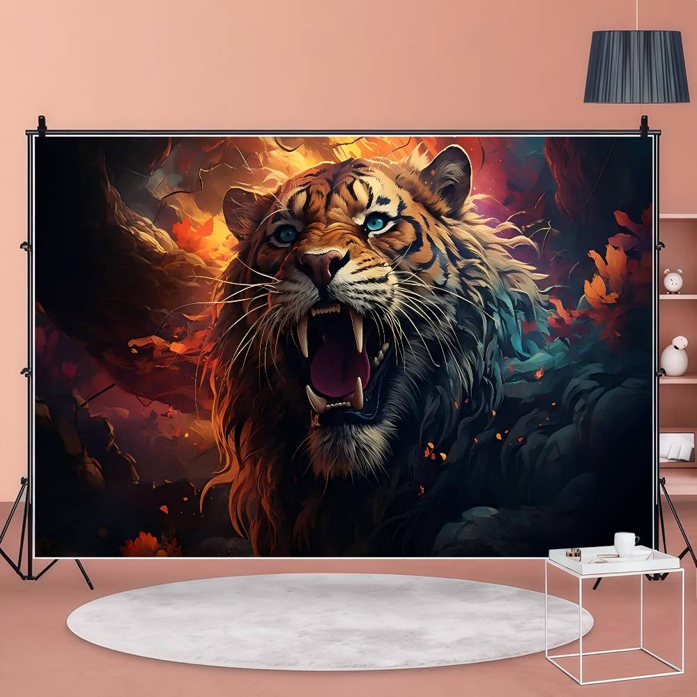 3D Тигр из Снов Животное Фон Для Фотосъемки Кролик Пасхальные Яйца Винтажная Деревянная Доска Декор Детской Вечеринки По В честь Дня Рождения Фотофоны