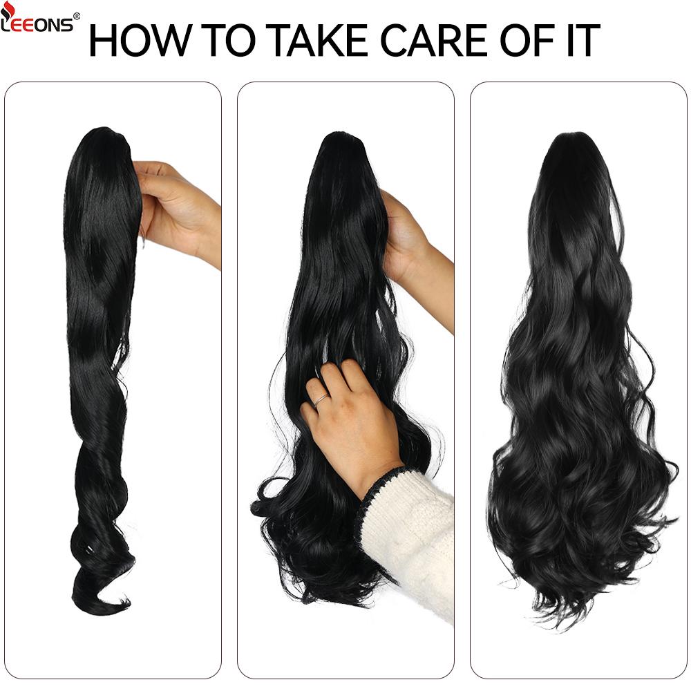 22" Ponytail Extension Claw Long Thick Wavy Curly Jaw Clip In Fake Pony Tails Soft Natural Looking Synthetic Hairpiece For Women