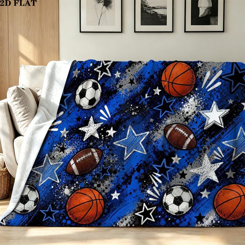 Basketball Print Flannel Blanket High Quality Warm Comfortable Cover for All Seasons Perfect for Gifts Home Decor