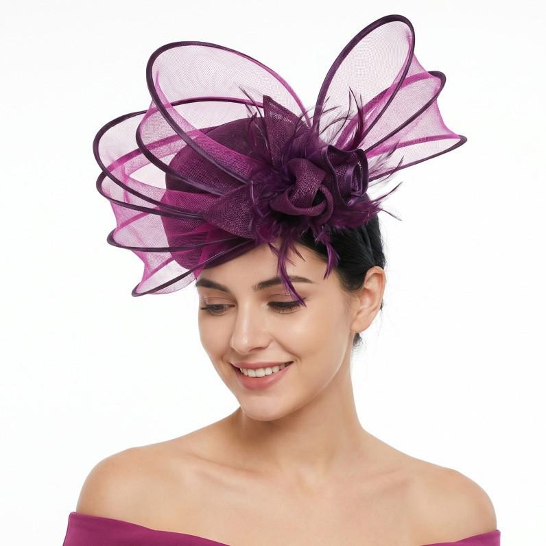 Exaggerated mesh hemp top hat bridal headgear socialite family party hair accessories wedding catwalk top hat
