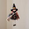 Halloween Witch Doll Decor with Broom Small Witch Figurine with Gauze Skirt Kitchen Hanging Witch Ornament for Room Door Window Halloween Decor