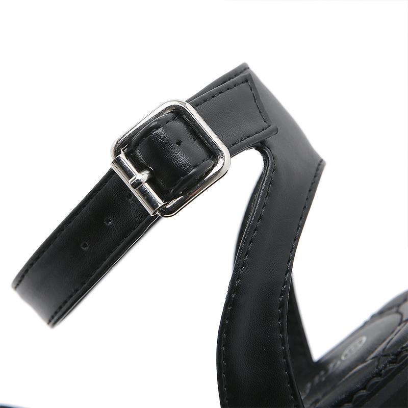 Gdgydh Женские сандалии на платформе и массивном каблуке с пряжкой и ремешком, модные повседневные женские сандалии в стиле панк с открытым носком, с двойной ремешком