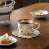 Floral Pattern Antique Style Mug Non-slip Milk Cup Decorative Ceramic Coffee Cup  Travel