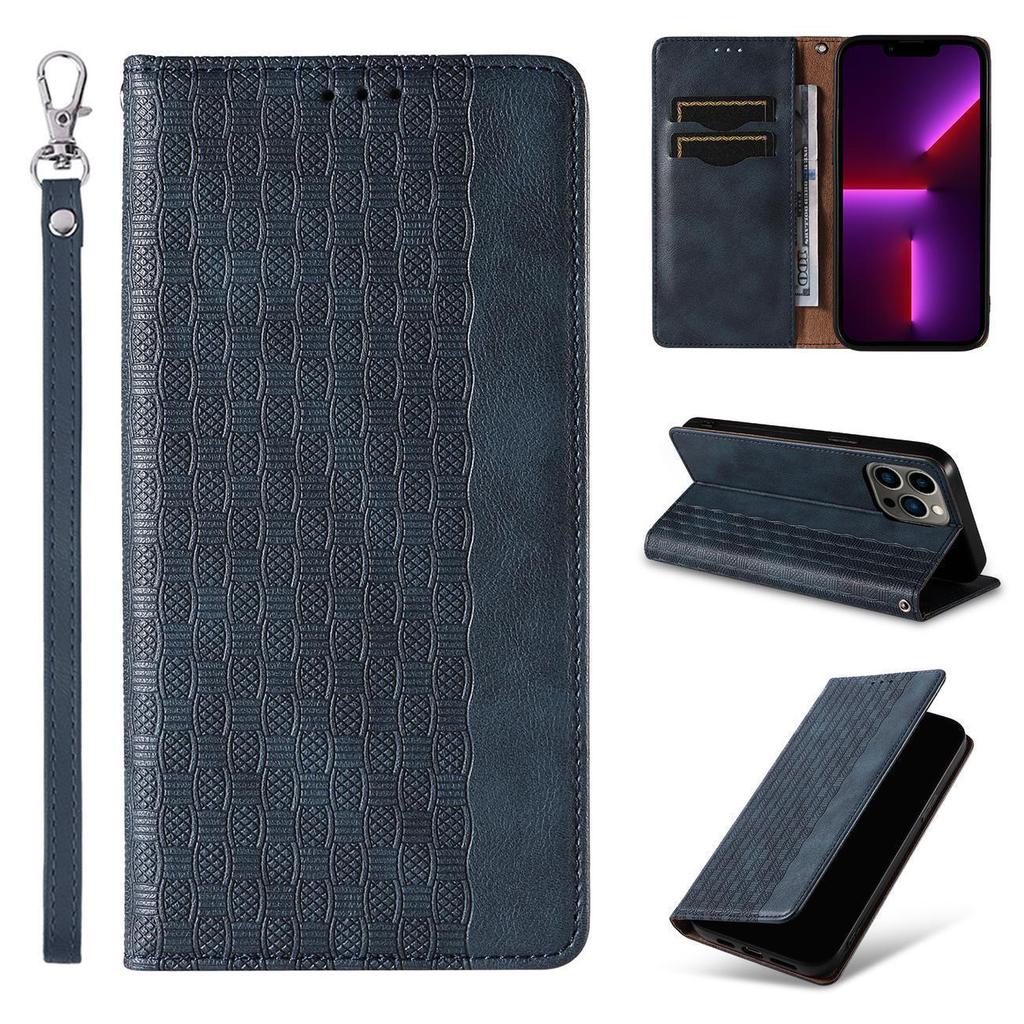 Samsung Galaxy S23 Blue Wallet Flip Case with Magnetic Strap & Lanyard