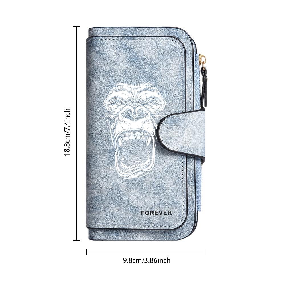 Gorilla Pattern Long Wallet Stylish Durable Card Cash Holder Casual Daily Portable Purse