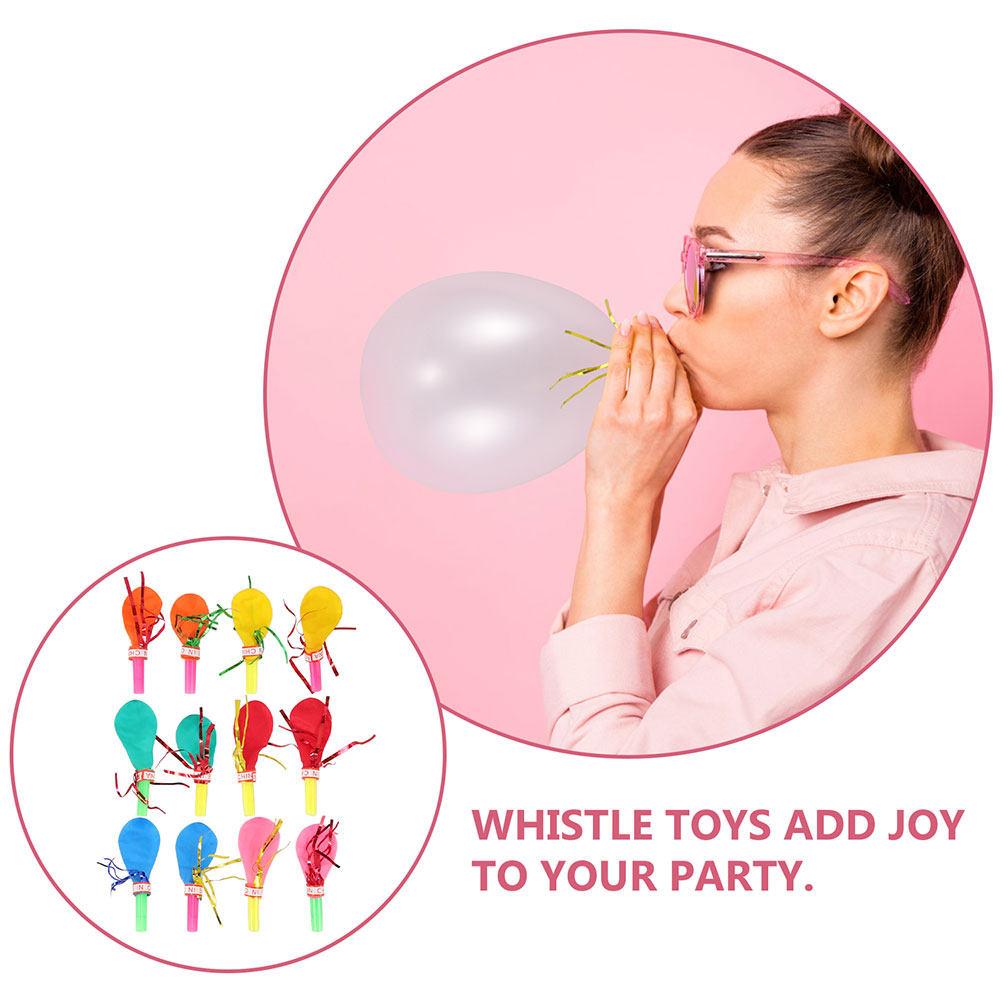 100Pcs Party Whistle Balloons for Birthday Celebration Carnival Prizes Blowout Horns Noise Makers Party Blowers Fun Festive