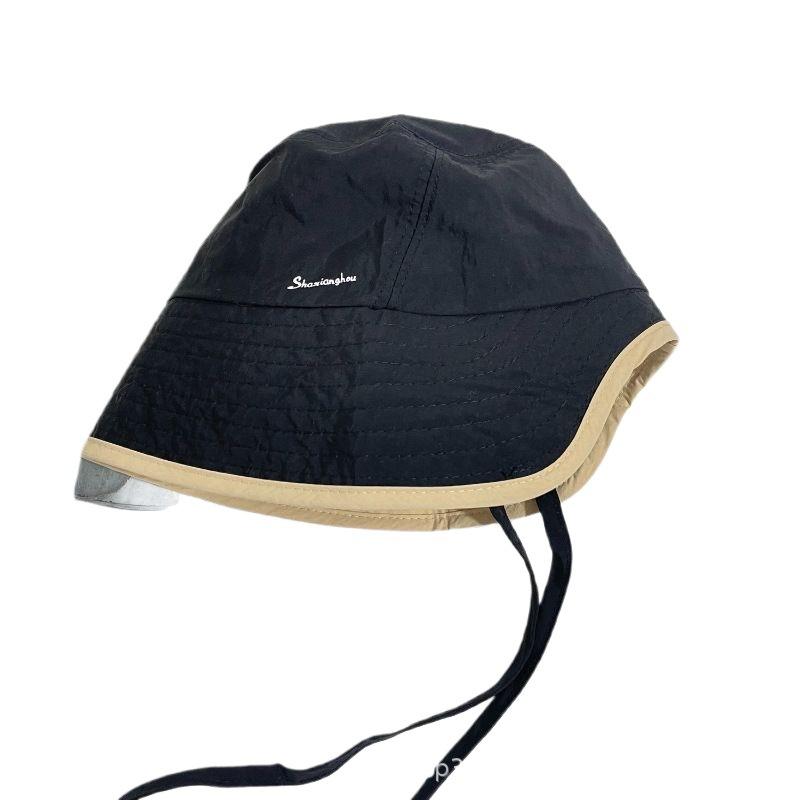 Korean Internet celebrity strap bucket hat female face small versatile basin hat summer outdoor sunshade sun protection hat quick drying thin