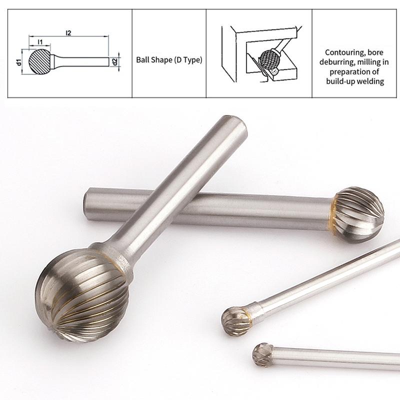 Карбид вольфрамовый вращающийся напильник борфреза инструменты для резьбы шаровая фреза с одним режущим инструментом гравировка с ЧПУ для металла 6 мм 1/4 хвостовик