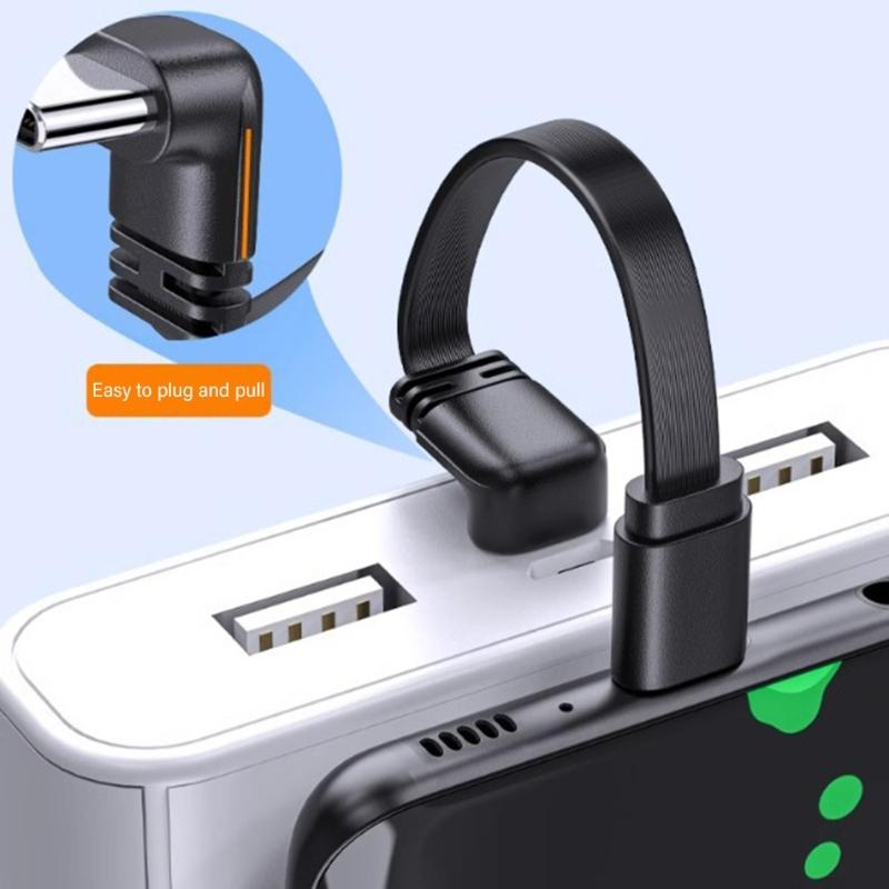 Короткий 66 Вт USB C - USB C кабель для быстрой зарядки с возможностью изгиба на 90 градусов для мобильных устройств и игровых консолей