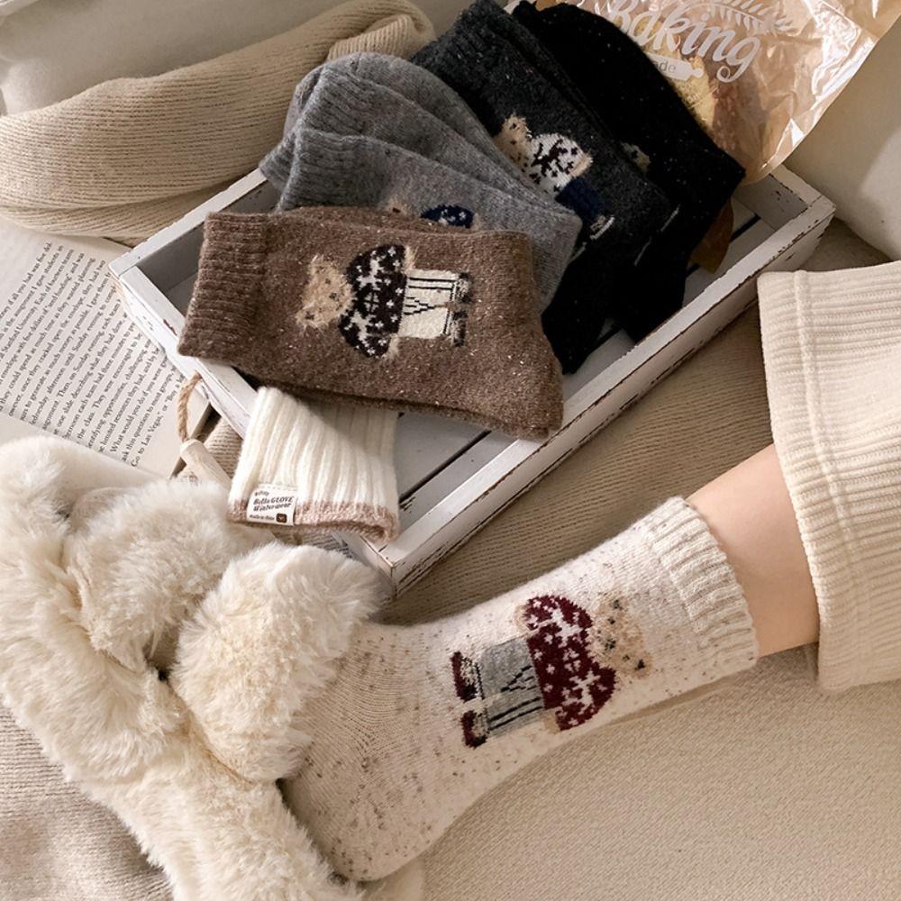 Cartoon Women's Socks Bear Wool Socks Soft Cotton Socks Gifts