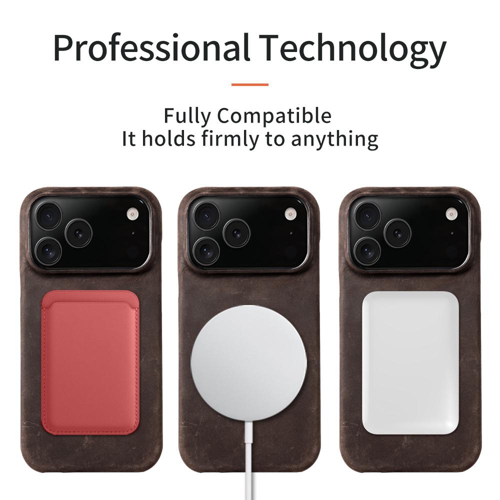 Для Magsafe Чехол для iPhone 15 16 17 Pro Max 17Pro 17 Air 16Pro Ретро Роскошный Натуральный PULL-UP Кожа Магнитный Задняя Крышка Телефона