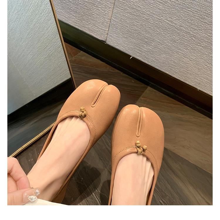 Версия из овчины~ ретро кожаные мягкие подошвы копытца свиньи с раздвоенным носком туфли женские не устающие ноги на плоской подошве с мелким вырезом одинарные туфли подкова