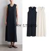 CS Summer Women's Clothing Minimalist Style A- Style Hemline Standard Edition Cotton Pleated Long Dress 1277142