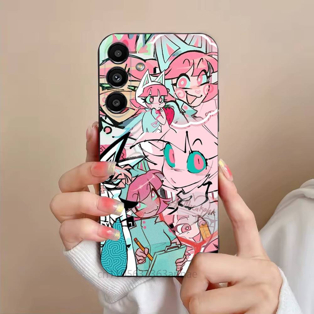 P-Psychocuties Strawberry Phone Case For Samsung S25,24,23,22,21,S20,Ultra,Plus,FE Black Soft Cover