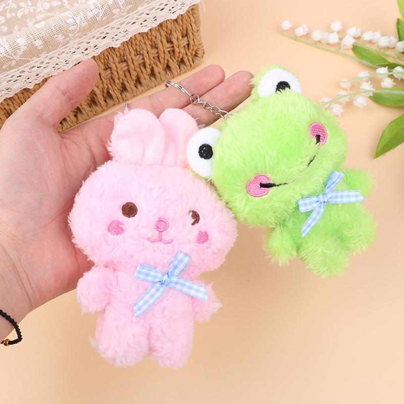 Мультяшное животное, маленький медвежонок, кролик, лягушка, курица, фаршированная плюшевая игрушка, плюшевый брелок