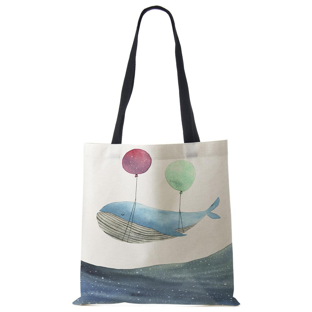 Свежая картина, милый кит, морская серия, сумка на плечо, женские сумки, дизайнерские сумки большой емкости