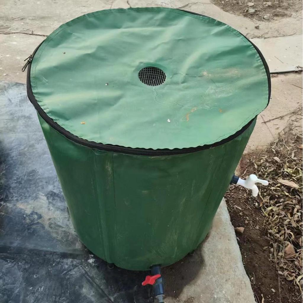Foldable Outdoor Rainwater Collection Bucket with Lid for Garden Landscaping and Home Use