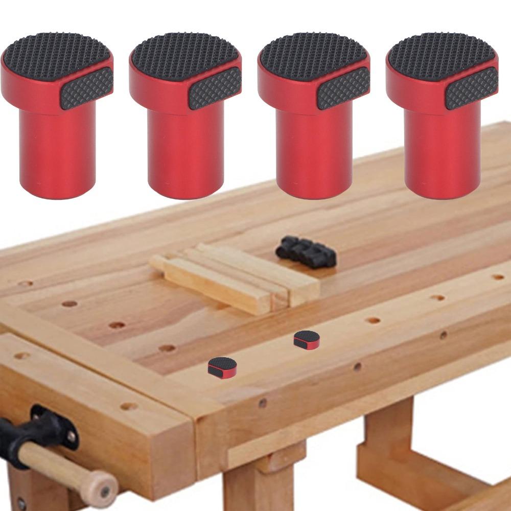 4pcs Red Woodworking Hole Accessories Aluminum Alloy Workbench Dog Bench Dogs  Woodworking