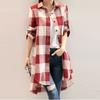Women's Fashion Plaid Shirt, Mid-Length Long-Sleeved Shirt, Loose-Fitting Casual Jacket