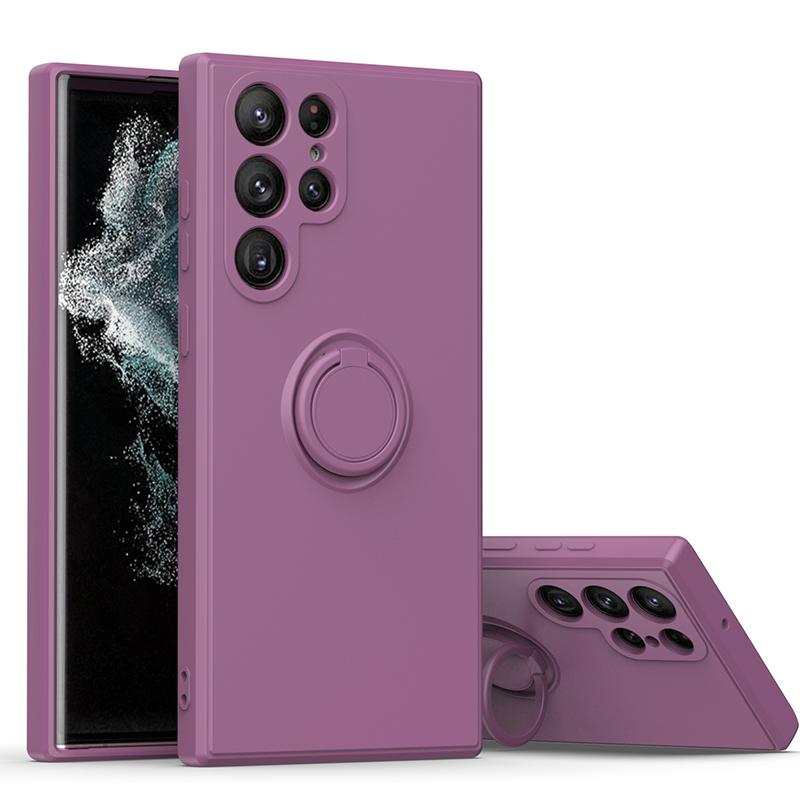 S24 Ultra 5G Magnetic Ring Phone Folding Stand Cover For Samsung Galaxy S24 S25 S23 Ultra Plus S21 FE Liquid Silicone Matte Case